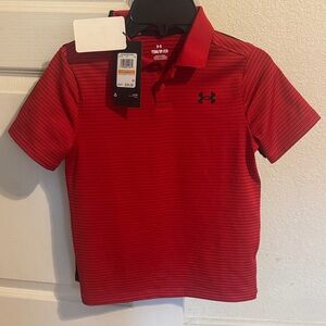 Under Armour Kids Striped Red Polo